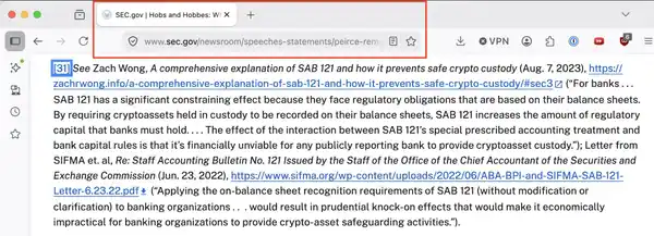 Screenshot of SEC Commissioner Peirce citing my article in her speech.